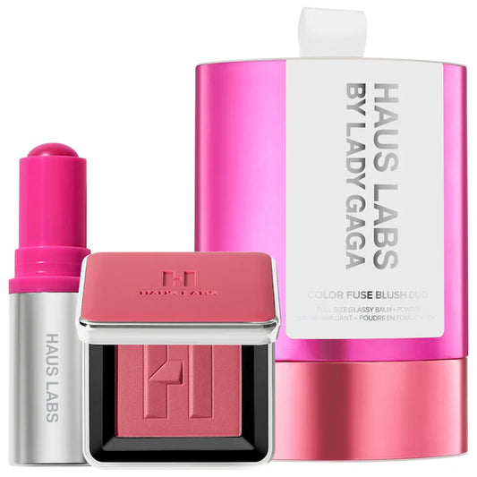 HAUS LABS Color Fuse Glassy Blush Balm Stick + Powder Blush Set  - PRE ORDEN