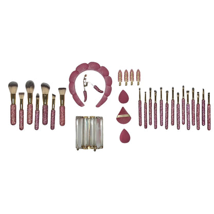 Ruby Pink Mega Glitz & Glam | 31pc Essentials Collection Brush Set