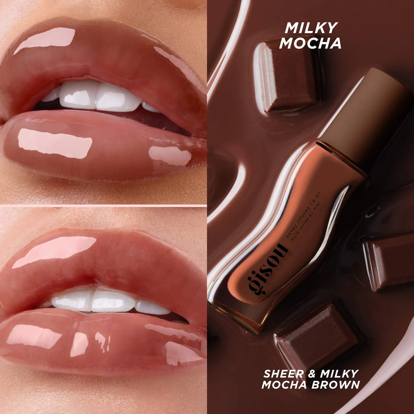 Gisou  Honey Infused Hydrating Lip Oil Milky Mocha - milky mocha brown - PRE ORDEN